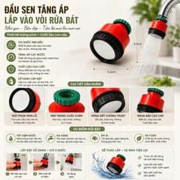 [COMBO 3] Đầu vòi 1000 Lỗ Tăng Áp Phun Tia Siêu Mịn, Tia Nước Mạnh, Tiết Kiệm Nước Ren 21/ 27 6