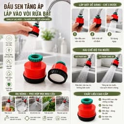 [COMBO 3] Đầu vòi 1000 Lỗ Tăng Áp Phun Tia Siêu Mịn, Tia Nước Mạnh, Tiết Kiệm Nước Ren 21/ 27 4