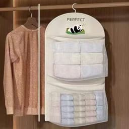 Túi lưới đựng đồ lót tất vớ treo tủ quần áo họa tiết gấu trúc - 2 Ngăn Gấu Ngủ Vàng - 1Pc, Vàng 4