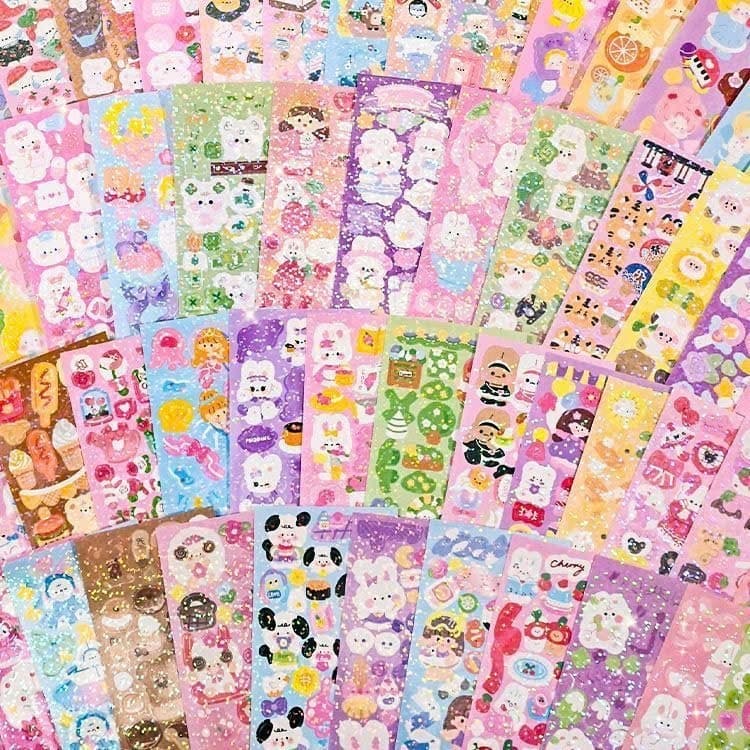 100 Tấm Sticker Trang Trí Dễ Thương, Đa Dạng Mẫu - 100Pcs