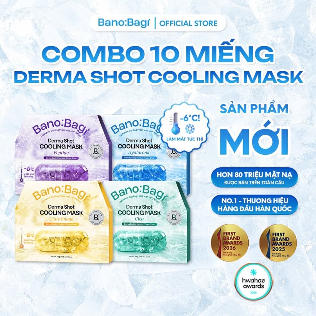 Combo Hộp 10 Miếng Mặt Nạ BANOBAGI Derma Shot Cooling Mask