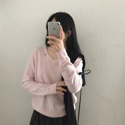 Lily.clothes- Áo len trơn mịn cổ V dài tay form lửng tag Erume hàng QC Loại 1 (A56) 2