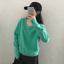 Lily.clothes- Áo len trơn mịn cổ V dài tay form lửng tag Erume hàng QC Loại 1 (A56) 3
