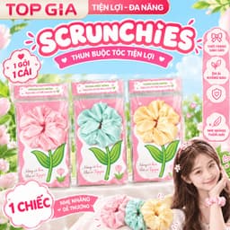 (Quà tặng không bán) Dây buộc tóc Scrunchies cột tóc TopGia thiết kế xếp ly mềm mại, thời trang, nữ tính MNTH 1