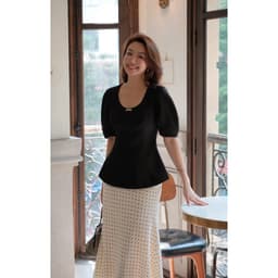 Áo Peplum Cổ Trứng Tay Phồng Chất Tafta Lụa Tag MACI MCAATDE0421 Thời Trang Nữ Thiết Kế Độc Quyền 8