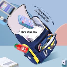Balo học sinh ba lô bé trai cấp 1 cấp 2 cặp đi học tiểu học nhiều ngăn, thiết kế lưng đệm, chống nước 4