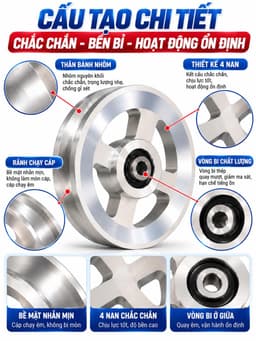 Bánh Xe Ròng Rọc Bằng Hợp Kim Nhôm Thay Thế Tiện Dụng Cho Thiết Bị Tập Thể Hình, Tập Gym Bằng Hợp Kim Nhôm - D300 5