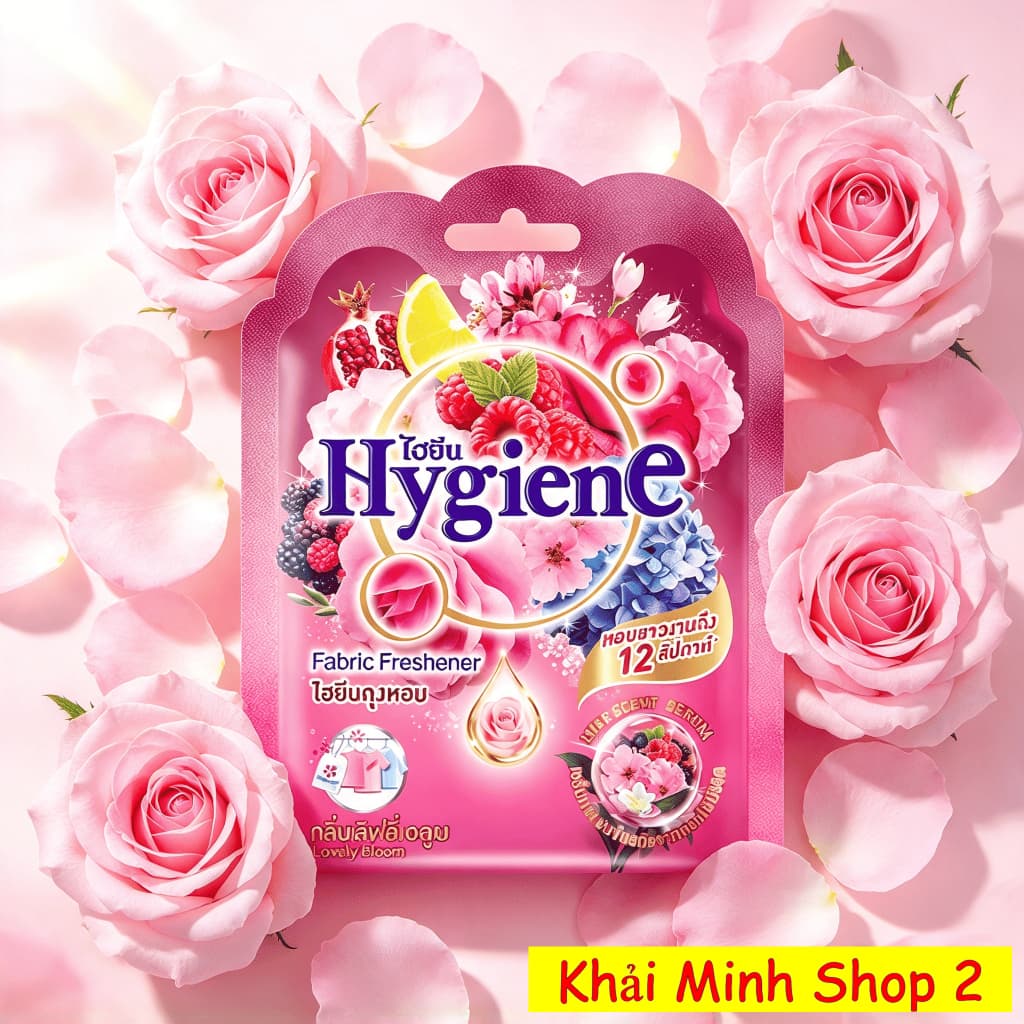 Combo 5 Túi Thơm HYGIENE 8g Thái Lan – Khử Mùi, Tạo Hương – Treo Ô Tô, Tủ Quần Áo – Màu Hồng Lovely