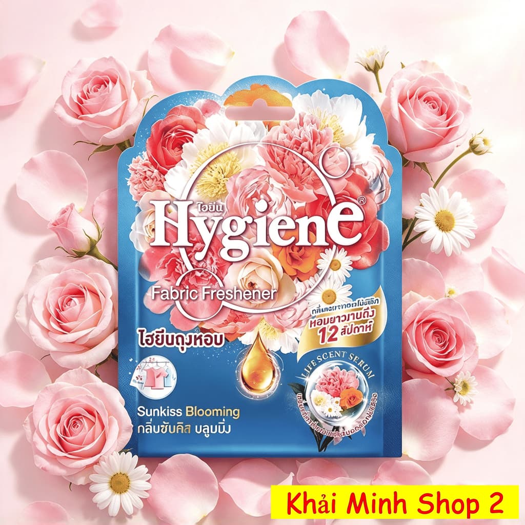 Combo 5 Túi Thơm HYGIENE 8g Thái Lan – Khử Mùi, Tạo Hương – Treo Ô Tô, Tủ Quần Áo – Màu Xanh Aqua