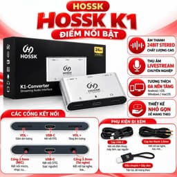 Box Livestream HOSSK K1 24Bit Stereo – Sound Card Thu Âm, Livestream, Kết Nối Điện Thoại Máy Tính 4