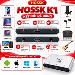 Box Livestream HOSSK K1 24Bit Stereo – Sound Card Thu Âm, Livestream, Kết Nối Điện Thoại Máy Tính 2
