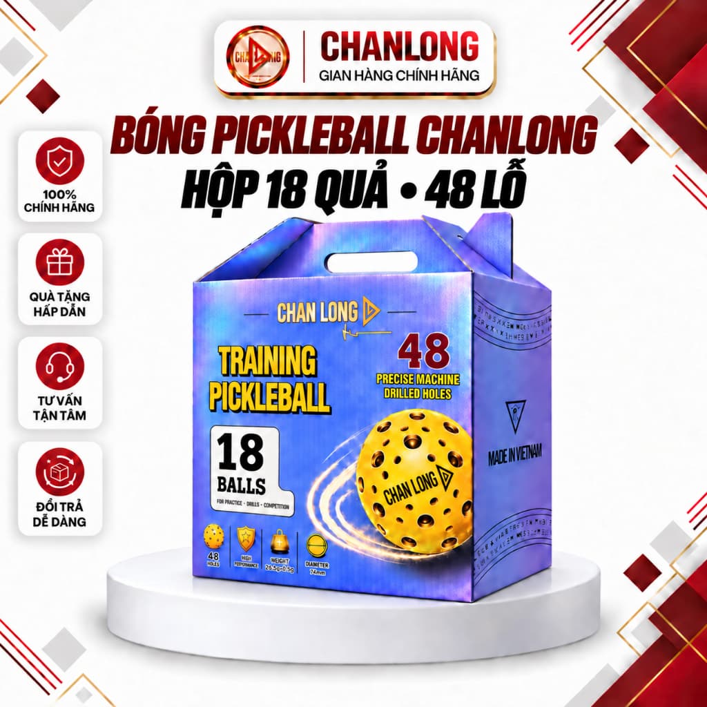 [Chính Hãng] Combo Bóng Pickleball ChanLong 18-36-54-90 Quả 48 Lỗ Chuẩn Thi Đấu, Độ Nảy Ổn Định