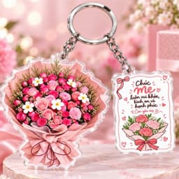 Móc Khóa Acrylic Mẫu Bó Hoa Đẹp, Móc Khóa Trong Suốt In Hình Kèm Lời Chúc Ý Nghĩa Làm Quà Tặng 8/3, 20/10, Sinh Nhật 1