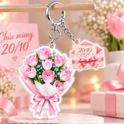 Móc Khóa Acrylic Mẫu Bó Hoa Đẹp, Móc Khóa Trong Suốt In Hình Kèm Lời Chúc Ý Nghĩa Làm Quà Tặng 8/3, 20/10, Sinh Nhật 5
