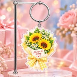 Móc Khóa Acrylic Mẫu Bó Hoa Đẹp, Móc Khóa Trong Suốt In Hình Kèm Lời Chúc Ý Nghĩa Làm Quà Tặng 8/3, 20/10, Sinh Nhật 3