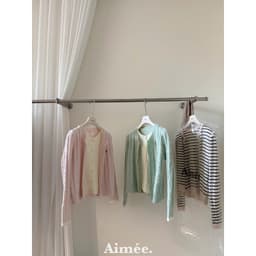𝟏𝟒𝐚𝐦.𝐬𝐭𝐮𝐝𝐢𝐨 | Áo Khoác Cardigan Len Nữ Aimée Dệt Kim Vặn Thừng Thêu Logo Ngựa Phong Cách Hàn Quốc Dễ Thương 7