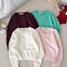 Lily.clothes- Áo len trơn mịn cổ V dài tay form lửng tag Erume hàng QC Loại 1 (A56) 7