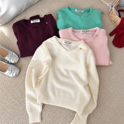Lily.clothes- Áo len trơn mịn cổ V dài tay form lửng tag Erume hàng QC Loại 1 (A56) 8