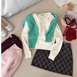 Lily.clothes- Áo len trơn mịn cổ V dài tay form lửng tag Erume hàng QC Loại 1 (A56) 9