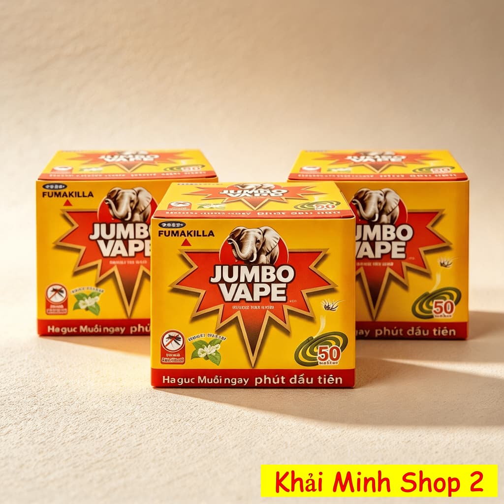 Combo 3 Hộp Nhang Muỗi Jumbo Vape Hương Hoa Lài – 50 Khoanh Đơn/Hộp – Hỗ Trợ Xua Muỗi
