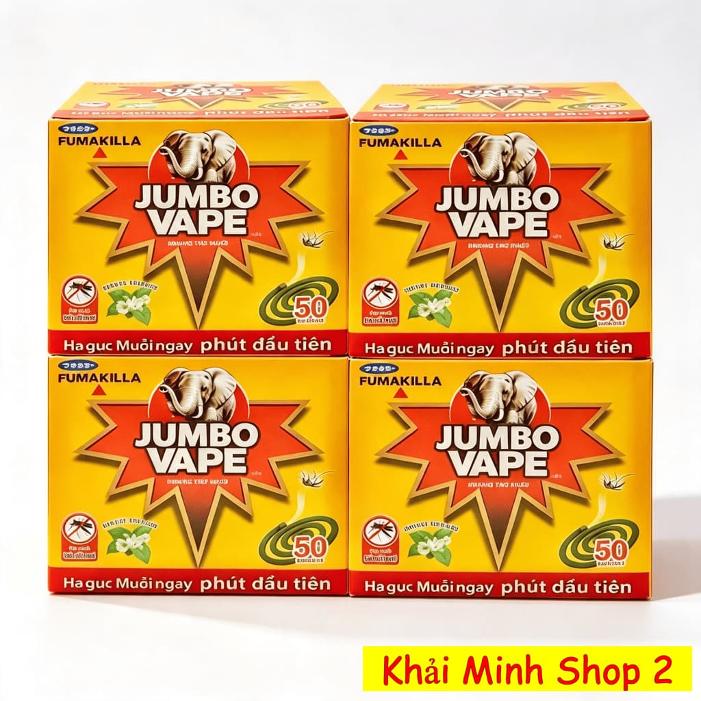 Combo 4 Hộp Nhang Muỗi Jumbo Vape Hương Hoa Lài – 50 Khoanh Đơn/Hộp – Hỗ Trợ Xua Muỗi