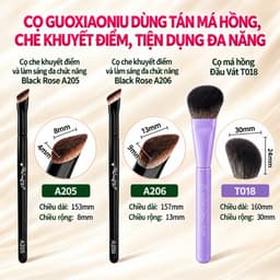 Cọ trang điểm GUOXIAONIU các loại, cọ má hồng đầu góc, cọ che khuyết điểm... với lông mềm mại, tự nhiên 1