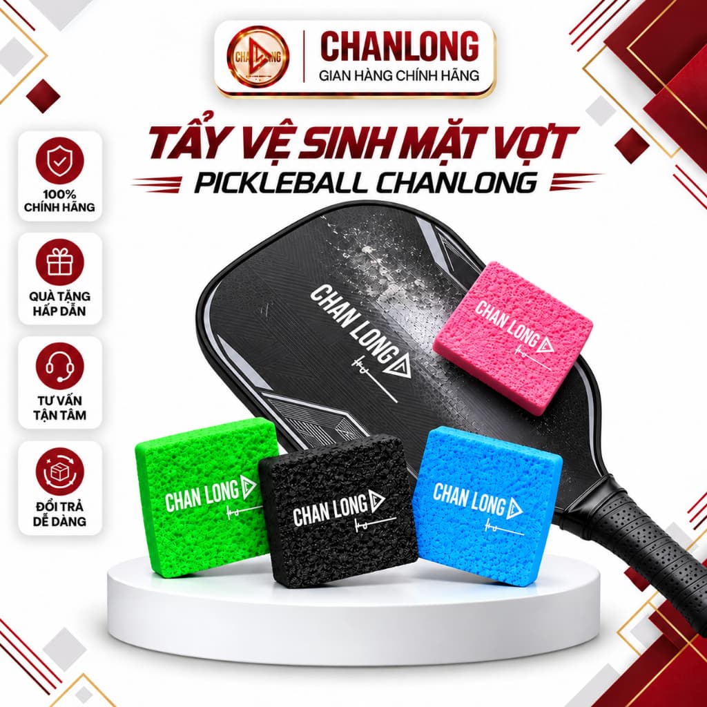 Tẩy Vệ Sinh Mặt Vợt Pickleball CHAN LONG Chính Hãng – Chuẩn USAPA, Làm Sạch Nhanh