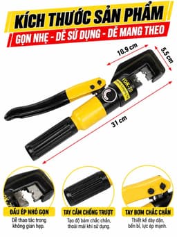 Kìm Ép Cos Thủy Lực YQK 70 - Ép Dây Cáp & Đầu Cos, Hệ Thống Thủy Lực Chuyên Nghiệp 8