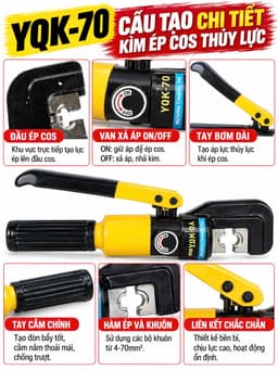 Kìm Ép Cos Thủy Lực YQK 70 - Ép Dây Cáp & Đầu Cos, Hệ Thống Thủy Lực Chuyên Nghiệp 2