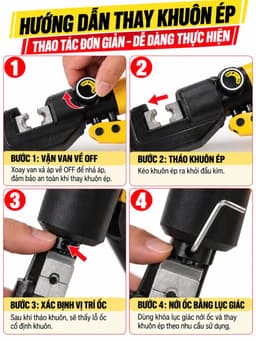Kìm Ép Cos Thủy Lực YQK 70 - Ép Dây Cáp & Đầu Cos, Hệ Thống Thủy Lực Chuyên Nghiệp 6