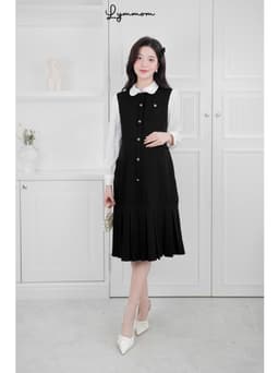Lymmom - Đầm Bầu Sang Chảnh Dáng Dài Tay Bồng, Đầm Bầu Đi Tiệc Cổ Phối Tiểu Thư Trang Trọng VB200 11