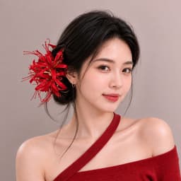 Kẹp Tóc Hoa Bỉ Ngạn Đỏ Cổ Trang Nữ – Cài Tóc Hoa Đỏ Nổi Bật Phong Cách Trung Hoa, Chụp Ảnh Cosplay 1