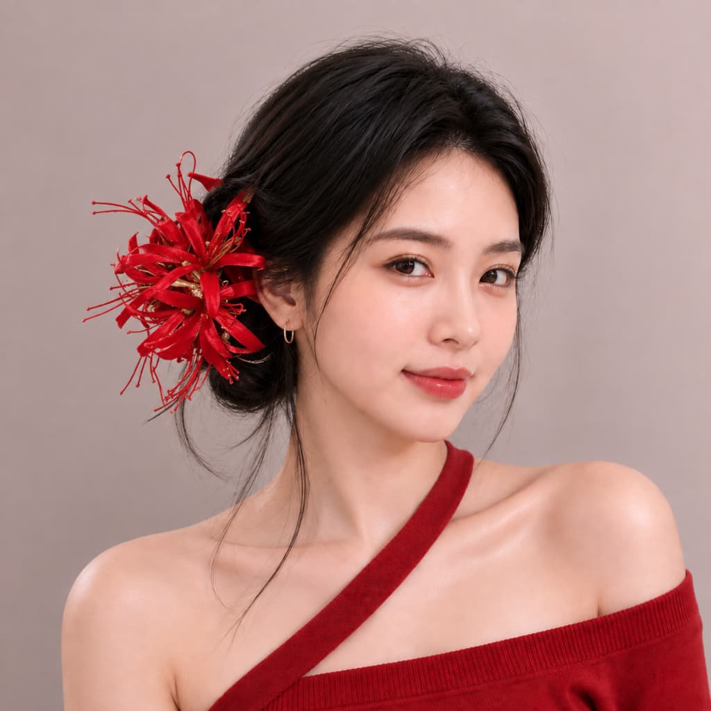 Kẹp Tóc Hoa Bỉ Ngạn Đỏ Cổ Trang Nữ – Cài Tóc Hoa Đỏ Nổi Bật Phong Cách Trung Hoa, Chụp Ảnh Cosplay