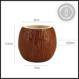 Cốc cocktail bằng gốm mẫu quả dừa 520ml (BG185) 3