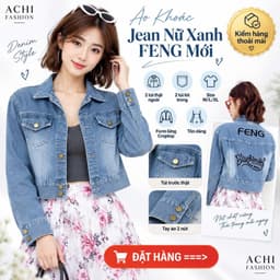 Áo Khoác Jean Nữ FENG — Form Lửng Croptop Tôn Dáng, 3 Màu Rêu Loang/Xám/Xanh, Size M-L-XL (40-70kg) 7