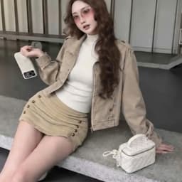 Chân váy ngắn, chân váy chữ A, cạp cao tôn dáng, đính cúc, chân váy ôm body phong cách Y2K sang chảnh cá tính HQ84 6