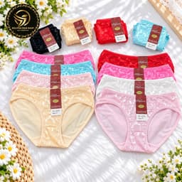 Combo 5-10 quần chip nữ, quần lót nữ chất cotton phối ren 40-60kg 2