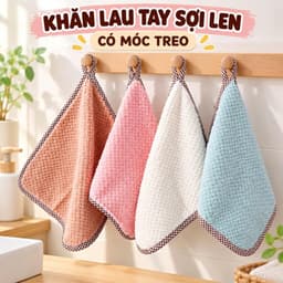 Khăn lau tay sợi len có móc treo tiện dụng(len) 1