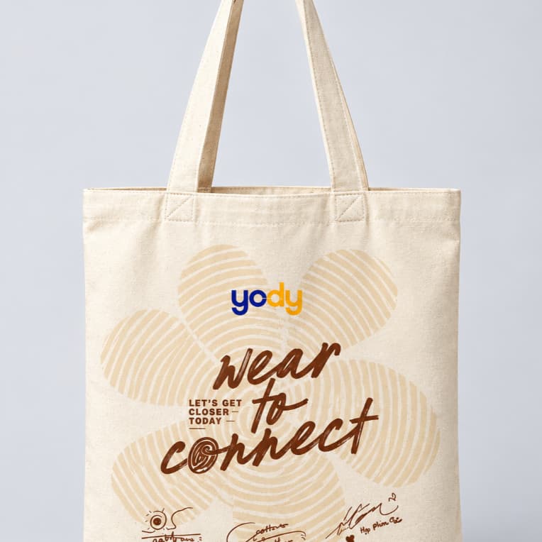[Quà Tặng Không Bán] Túi tote canvas YODY Wear to Connect màu kem quai xách tiện dụng zqt9036