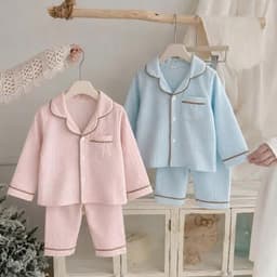 BỘ pizama dài tay cho bé trai, gái phối viền kẻ sọc không  bai xù an toàn cho làn da bé trai,gái 6