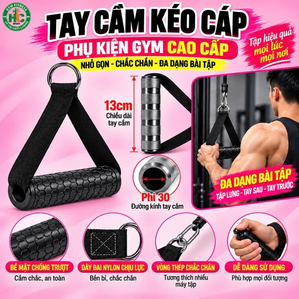 Tay Cầm Kéo Cáp Tập Gym Nhiều Loại Chỉ Có Tại HC Sport