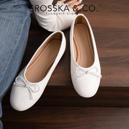 [EROSSKA] - Giày búp bê mũi tròn, phong cách balletcore kiểu dáng basic màu kem - EL146 6