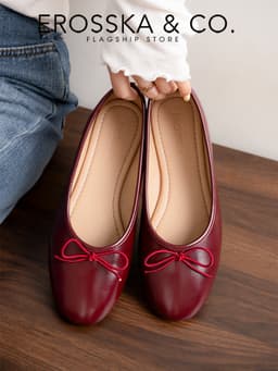[EROSSKA] - Giày búp bê mũi tròn, phong cách balletcore kiểu dáng basic màu kem - EL146 18