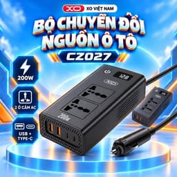 Ổ Cắm Điện Ô Tô XO-CZ027 200W, Đầu Ra 220V, 2 Cổng USB-A QC3.0 Và 2 Cổng USB-C PD3.0 6