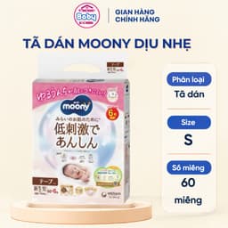 Tã dán Moony Natural Dịu Nhẹ siêu cao cấp NB60+6/S58+2/M46/L38 nhập khẩu chính hãng Nhật Bản - An toàn cho bé 1