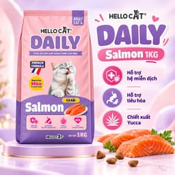 [Combo 5 Gói] Hạt Mèo Hello Cat Daily 1Kg Vị Cá Hồi Dành Cho Mèo Trưởng Thành - 5Kg 5