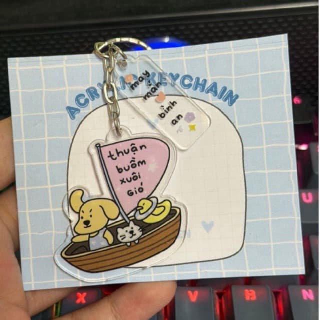 MÓC KHOÁ THUẬN BUỒM XUÔI GIÓ KÈM CHARM MAY MẮN - BÌNH AN