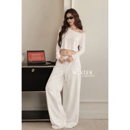 [ MỞ BÁN ] Áo Thun Croptop Trễ Vai Tay Dài Nữ Chất Giấy Premium Vân Tuyết Hoa BYJANE - 708 6