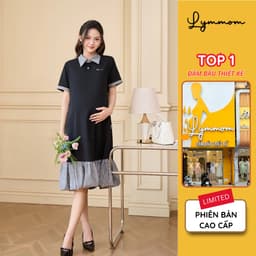 [NEW] LYMMOM - Váy Bầu Công Sở, Đầm Bầu Xinh Thiết Kế Cổ Polo Form Đuôi Cá Mềm Mát Đi Chơi Làm VB214 1