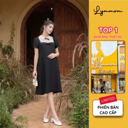 Váy bầu xinh sang chảnh Lymmom phối ren mềm, Váy đầm bầu công sở sang trọng tiểu thư VB204 1